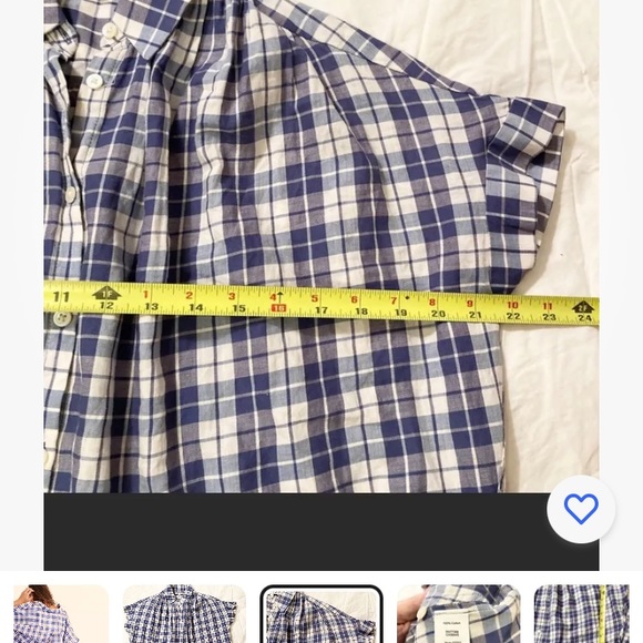 Madewell extra small open back blue and white checkered blouse Small - Picture 4 of 6